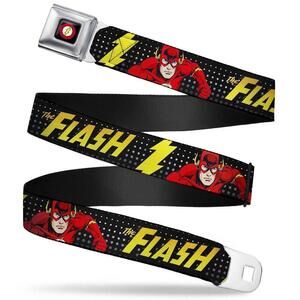 1622 DC Comics Belt, Seatbelt Buckle Belt, Flash Running Action Pose